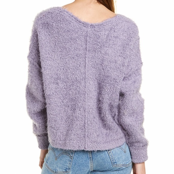 Free People women’s size small Icing Falling Star Pullover Purple Fuzzy Sweater - Picture 9 of 16